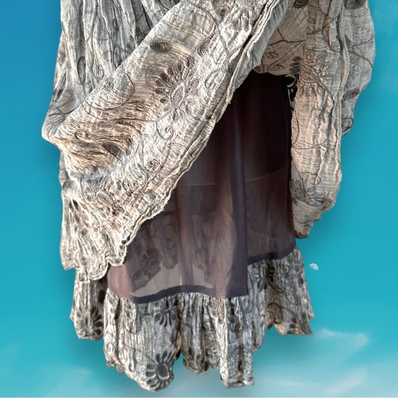 Cecico Crochet Boho Knit Triangle Floral Beach Cover Up Dress Gray White Medium - Picture 9 of 14